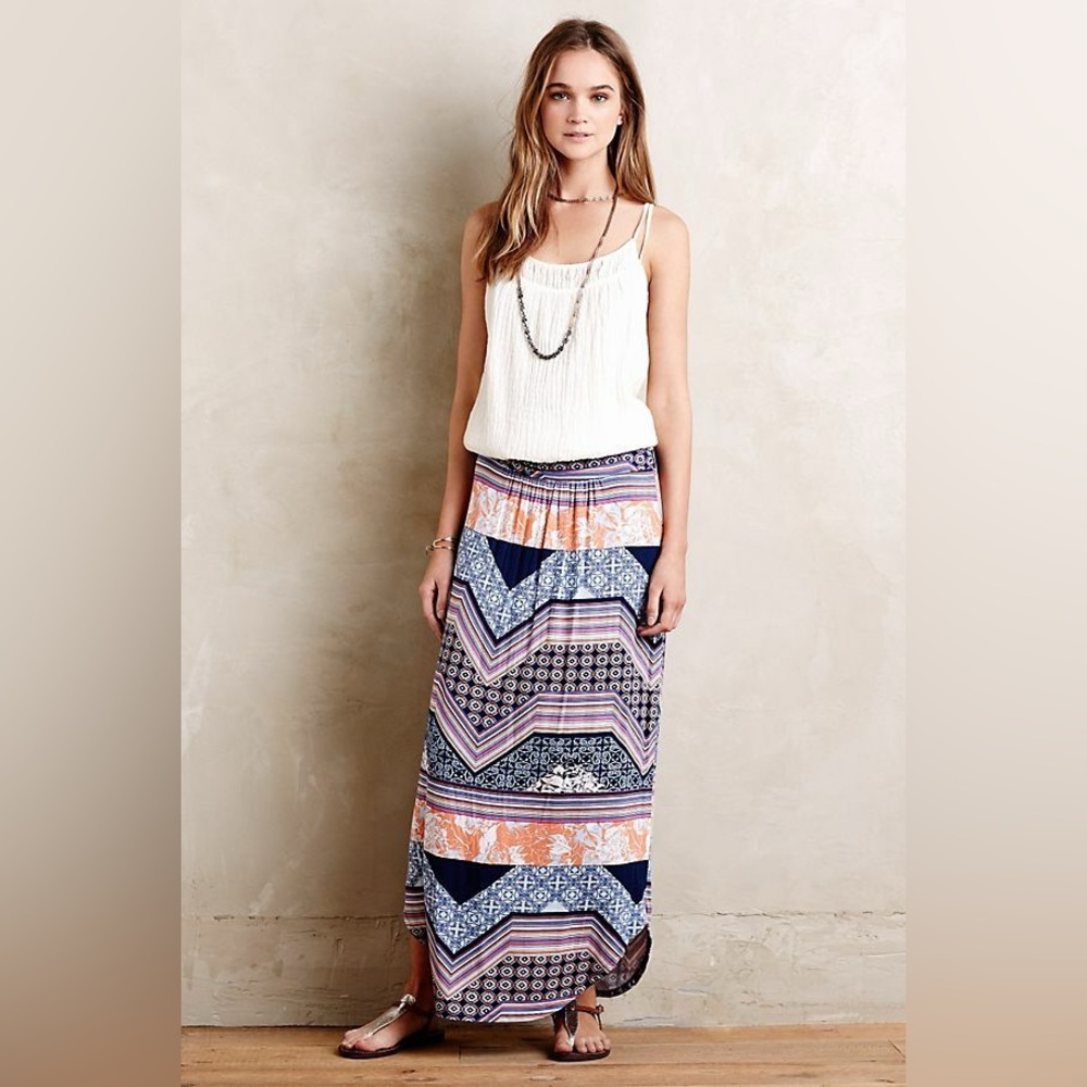 NWT Anthropologie "Couloir Maxi Skirt" by Maeve, Printed, Striped, Size XS